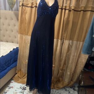 Elegant Blue Sequin Evening Gown